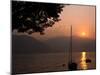 Yacht at Sunset, Lake Maggiore, Italy-Peter Thompson-Mounted Photographic Print