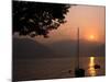 Yacht at Sunset, Lake Maggiore, Italy-Peter Thompson-Mounted Photographic Print