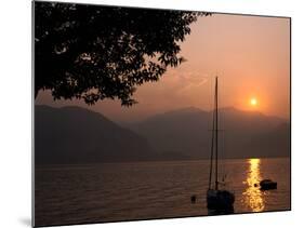 Yacht at Sunset, Lake Maggiore, Italy-Peter Thompson-Mounted Photographic Print