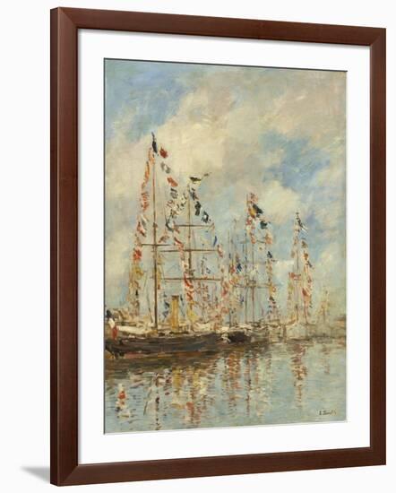 Yacht Basin at Trouville-Deauville, c.1895-6-Eugene Louis Boudin-Framed Giclee Print