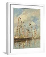 Yacht Basin at Trouville-Deauville, c.1895-6-Eugene Louis Boudin-Framed Giclee Print