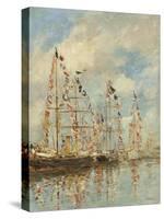 Yacht Basin at Trouville-Deauville, c.1895-6-Eugene Louis Boudin-Stretched Canvas