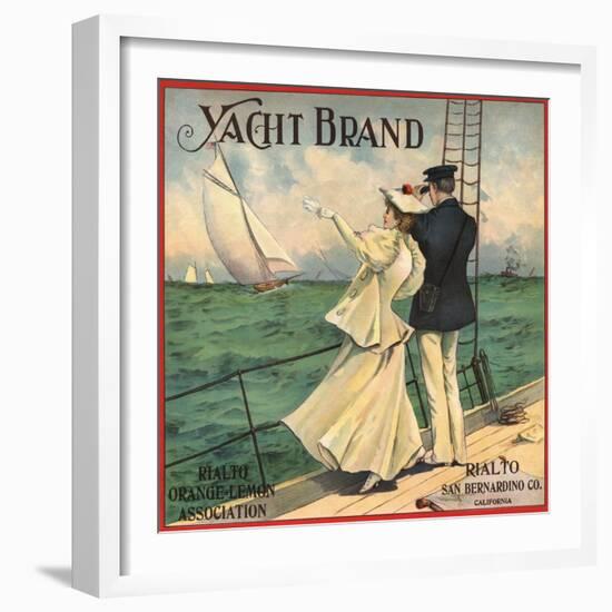 Yacht Brand - Rialto, California - Citrus Crate Label-Lantern Press-Framed Art Print