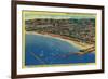 Yacht Harbor, The Palisades, and Santa Monica Beach - Santa Monica, CA-Lantern Press-Framed Premium Giclee Print