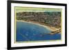 Yacht Harbor, The Palisades, and Santa Monica Beach - Santa Monica, CA-Lantern Press-Framed Premium Giclee Print