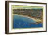 Yacht Harbor, The Palisades, and Santa Monica Beach - Santa Monica, CA-Lantern Press-Framed Art Print