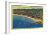 Yacht Harbor, The Palisades, and Santa Monica Beach - Santa Monica, CA-Lantern Press-Framed Art Print