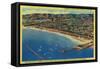 Yacht Harbor, The Palisades, and Santa Monica Beach - Santa Monica, CA-Lantern Press-Framed Stretched Canvas