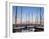 Yacht Harbour in Horta with Pico Mountain in the background, Faial Island, Azores, Portugal, Atlant-Karol Kozlowski-Framed Photographic Print