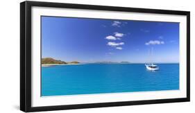 Yacht in Lagoon of Mana Island, Mamanuca Islands, Fiji-Ian Trower-Framed Photographic Print