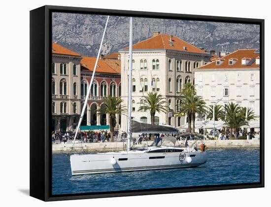 Yacht in Split Harbour, Dalmatian Coast, Croatia, Europe-Richard Cummins-Framed Stretched Canvas