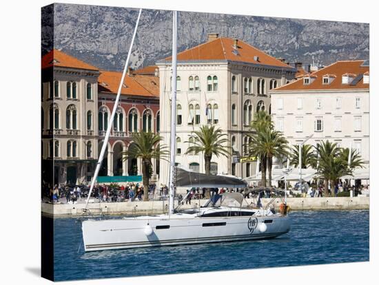 Yacht in Split Harbour, Dalmatian Coast, Croatia, Europe-Richard Cummins-Stretched Canvas