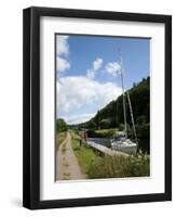 Yacht Moored in Crinan Canal, Highlands, Scotland, United Kingdom, Europe-David Lomax-Framed Photographic Print