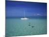 Yacht Moored in the North Sound, with Stringrays Visible Beneath the Water, Cayman Islands-Tomlinson Ruth-Mounted Photographic Print