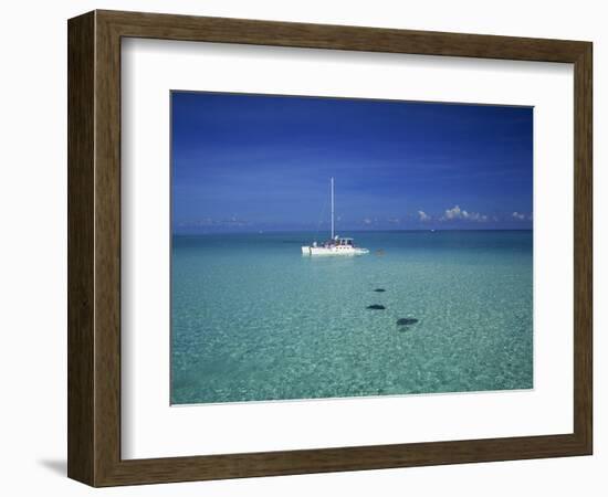 Yacht Moored in the North Sound, with Stringrays Visible Beneath the Water, Cayman Islands-Tomlinson Ruth-Framed Photographic Print