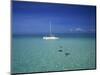 Yacht Moored in the North Sound, with Stringrays Visible Beneath the Water, Cayman Islands-Tomlinson Ruth-Mounted Photographic Print