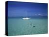 Yacht Moored in the North Sound, with Stringrays Visible Beneath the Water, Cayman Islands-Tomlinson Ruth-Stretched Canvas