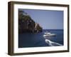 Yacht Moored Off Deia, Mallorca, Balearic Islands, Spain, Mediterranean, Europe-null-Framed Photographic Print