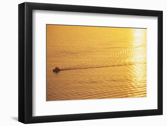 Yacht on Elliott Bay at Sunset-Paul Souders-Framed Photographic Print