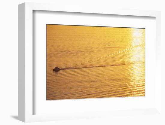 Yacht on Elliott Bay at Sunset-Paul Souders-Framed Photographic Print