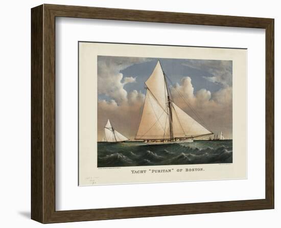 Yacht “Puritan” of Boston-Currier & Ives-Framed Art Print