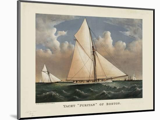 Yacht “Puritan” of Boston-Currier & Ives-Mounted Art Print