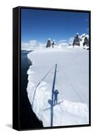 Yacht's Shadow and Iceberg, Antarctica-Paul Souders-Framed Stretched Canvas