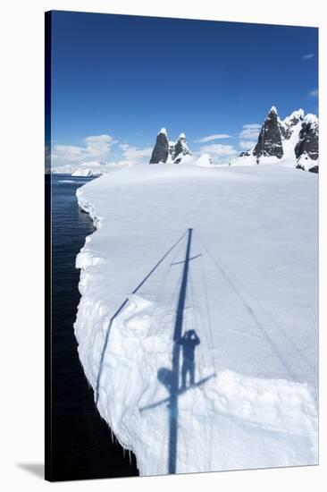 Yacht's Shadow and Iceberg, Antarctica-Paul Souders-Stretched Canvas