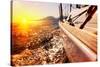 Yacht Sailing against Sunset. Sailboat. Yachting. Sailing. Travel Concept. Vacation-Subbotina Anna-Stretched Canvas