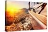 Yacht Sailing against Sunset. Sailboat. Yachting. Sailing. Travel Concept. Vacation-Subbotina Anna-Stretched Canvas