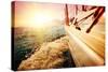 Yacht Sailing against Sunset. Sailboat. Yachting. Sailing. Travel Concept. Vacation-Subbotina Anna-Stretched Canvas