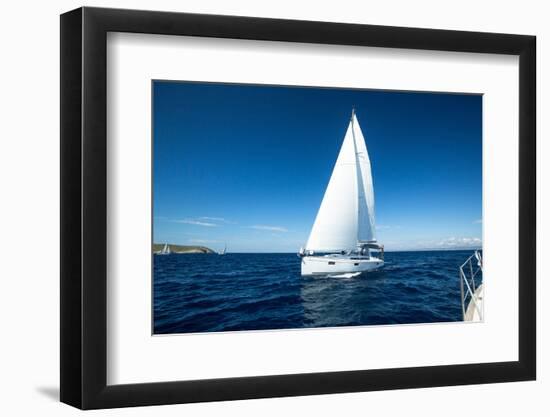 Yacht Sailing at Competition.-De Visu-Framed Photographic Print