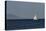 Yacht. Sailing Boat. Sailboat White Sail Boat between Blue Sky and Dark Blue Sea. an Island on Fore-PROtoys-Stretched Canvas