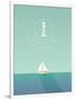 Yacht Sailing in the Sea. Traveling Concept Design with Long Shadow. Lighthouse Hexagonal Badge. Ep-MJgraphics-Framed Premium Giclee Print