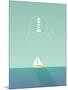 Yacht Sailing in the Sea. Traveling Concept Design with Long Shadow. Lighthouse Hexagonal Badge. Ep-MJgraphics-Mounted Art Print
