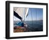 Yacht Sailing West Along the Coast, Dorset, England, United Kingdom, Europe-David Lomax-Framed Photographic Print