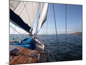 Yacht Sailing West Along the Coast, Dorset, England, United Kingdom, Europe-David Lomax-Mounted Photographic Print