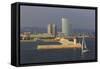 Yacht Sails Past La Barceloneta and the Waterfront-Eleanor Scriven-Framed Stretched Canvas