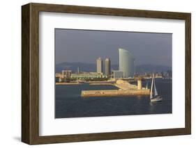Yacht Sails Past La Barceloneta and the Waterfront-Eleanor Scriven-Framed Photographic Print