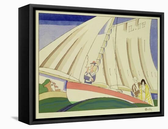 Yachting, C.1920 (Stencil on Paper)-Charles Martin-Framed Stretched Canvas