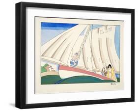 Yachting from Sports & Divertissements, Pub. 1914 (Pochoir Print)-Charles Martin-Framed Giclee Print