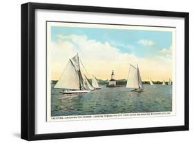 Yachting Near Michigan City-null-Framed Art Print