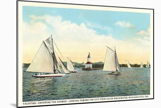 Yachting Near Michigan City-null-Mounted Art Print