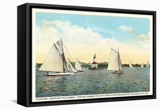 Yachting Near Michigan City-null-Framed Stretched Canvas