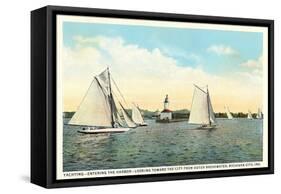 Yachting Near Michigan City-null-Framed Stretched Canvas