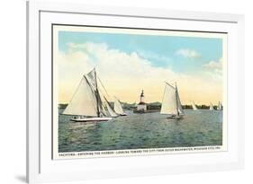 Yachting Near Michigan City-null-Framed Art Print