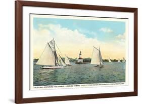 Yachting Near Michigan City-null-Framed Art Print