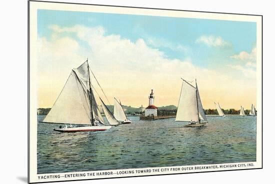 Yachting Near Michigan City-null-Mounted Art Print