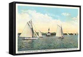 Yachting Near Michigan City-null-Framed Stretched Canvas