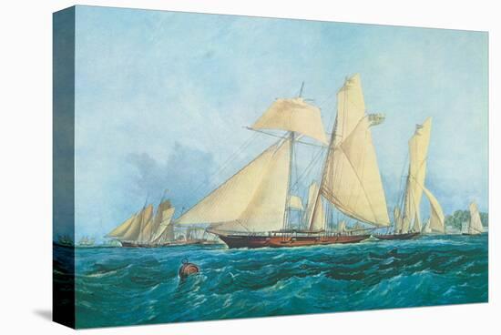 Yachting, Scene off Cowes Isle of Wight-Thomas Sewell Robins-Stretched Canvas